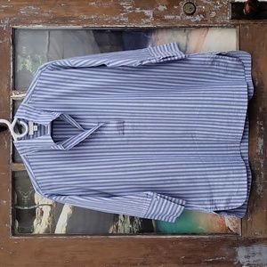 J. Jill Blue and White Striped 3/4 Sleeve Blouse